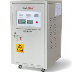 Трифазен Servo /безчетков/ Автоматичен стабилизатор за ток и напрежение Bullmax 30000VA/18000W с колелца