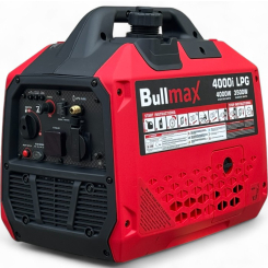 Инверторен обезшумен генератор за ток Bullmax 4000i LPG, 3.5kW бензин, газ, ръчен старт