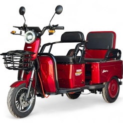 Двуместна електрическа триколка Fullmax A10 Premium, 60V, CE сертификат, 60км пробег, сива, 350кг товароносимост, червена