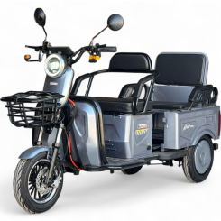 Двуместна електрическа триколка Fullmax A10 Premium, 60V, CE сертификат, 60км пробег, сива, 350кг товароносимост, сива